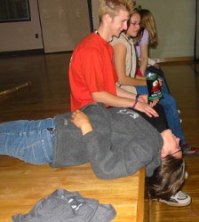 Upside-down sports spectating ... Janelle